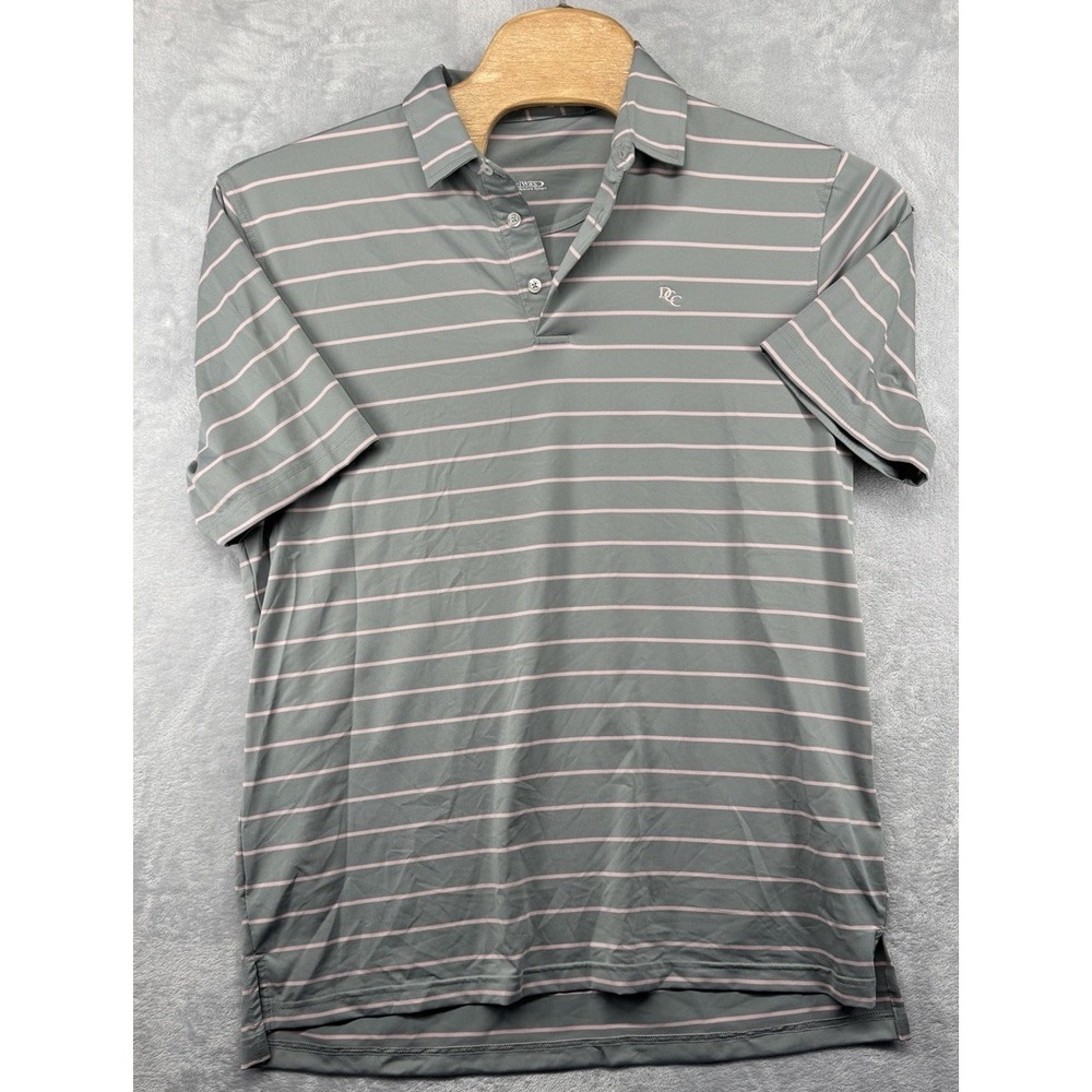 Dunwoody Country Club‎ Signature Brand Polo Gray Pink Striped Peformance Size L